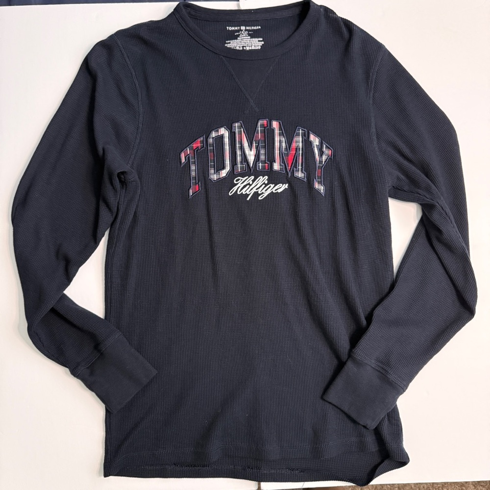 Tommy Hilfiger Black Plaid Logo Sweatshirt